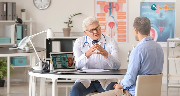 A young man consults with a urologist.